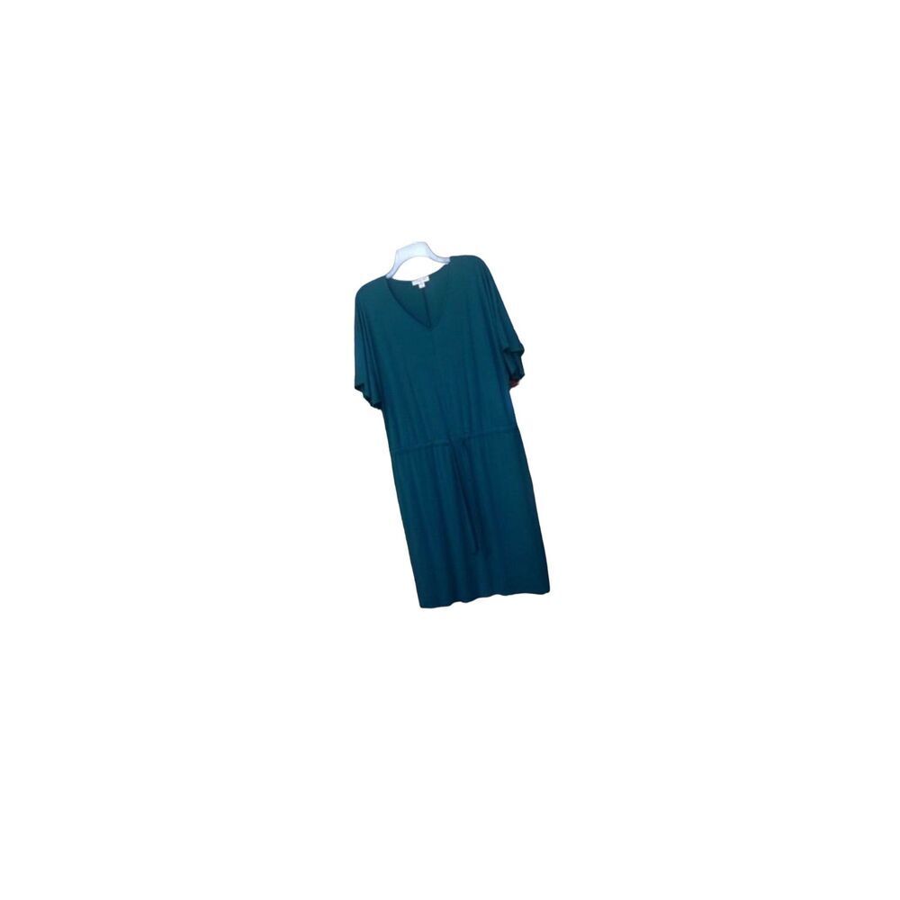 Coldwater creek womens dress tee blouson dress size S Forrest green pull string